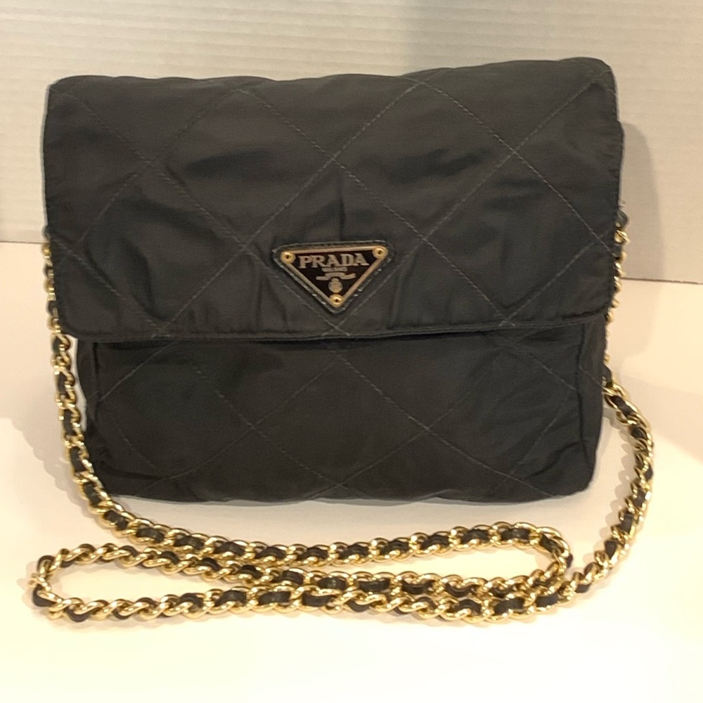 Prada Black Tessuto Quilted Bag w/ Gold Hardware